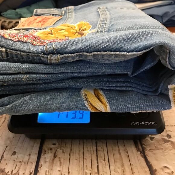 OOAK Levi’s Upcycled Boyfriend Floral Patch Jeans Sz 36/30 - Picture 15 of 16